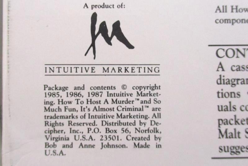 Intuitive Marketing How To Host A Murder Class Of 54 Adult Game 1987