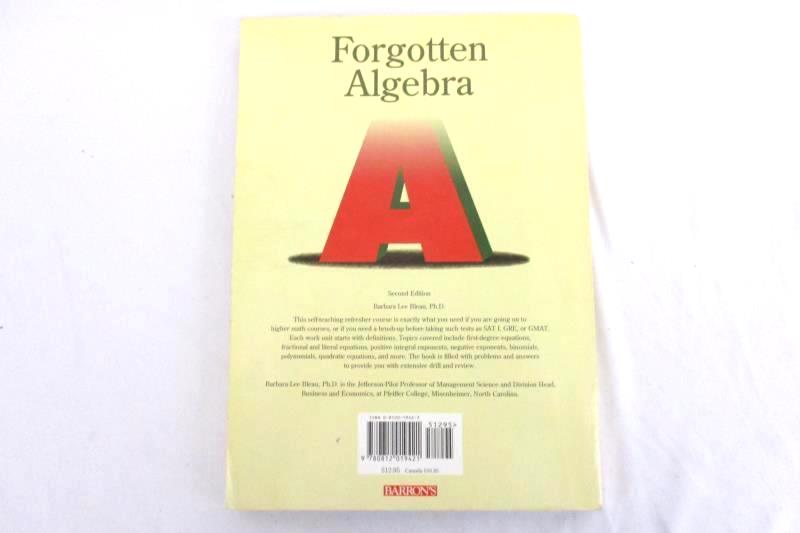 Forgotten Algebra Barbara Lee Bleau 1994 2nd Ed Self Taught Refresher Barrons