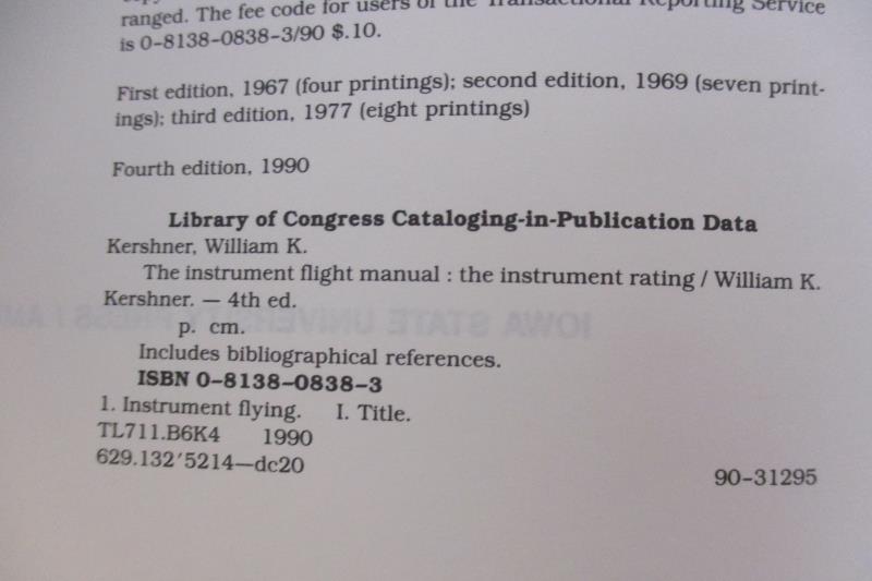 The Istrument Flight Manual William K Kershner 1990 4th Ed Iowa State