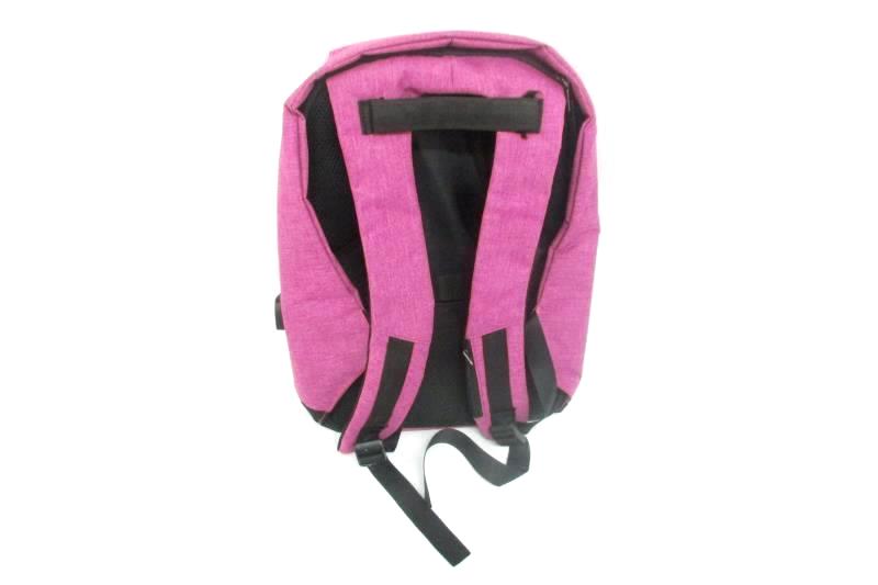 Anti Theft Backpack Travel School Business USB Charging Port Magenta Black