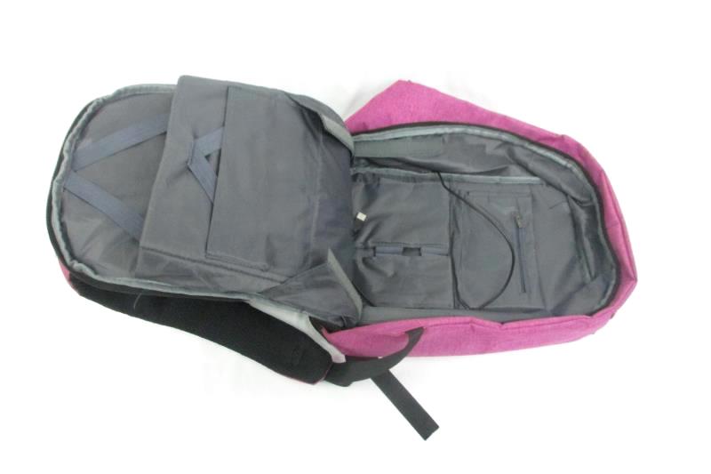 Anti Theft Backpack Travel School Business USB Charging Port Magenta Black