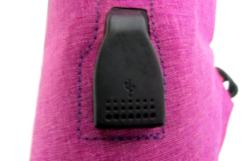 Anti Theft Backpack Travel School Business USB Charging Port Magenta Black