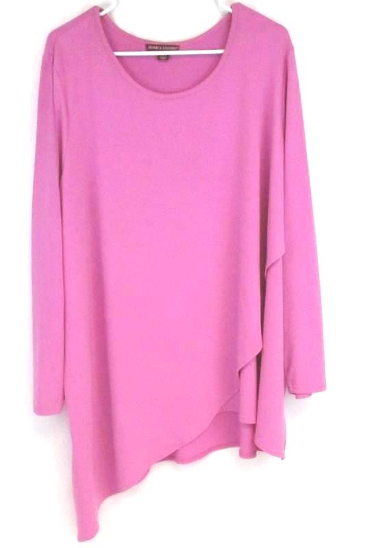 Jessica London Tunic Blouse Top Asymmetrical Slinky Fusia Womens Size 22 24