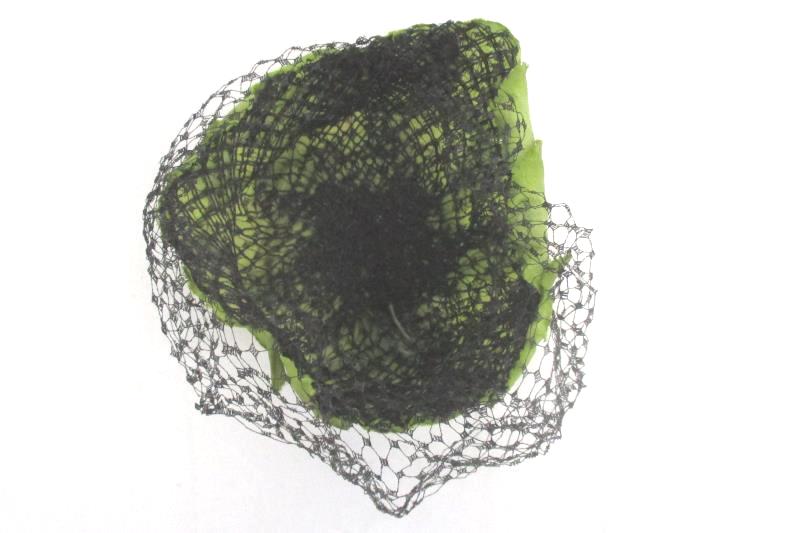 Vintage Women's Bird Cage Veil Headpiece Church Party Hat Green Leaf Design