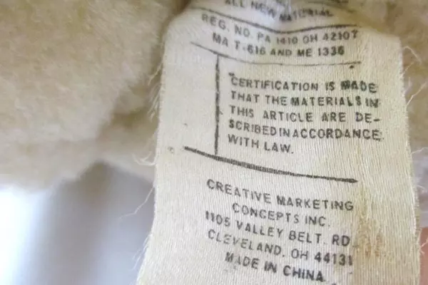 Creative Marketing Concepts Vintage Plush Jointed Bear Beige Red Ribbon 12 Inch