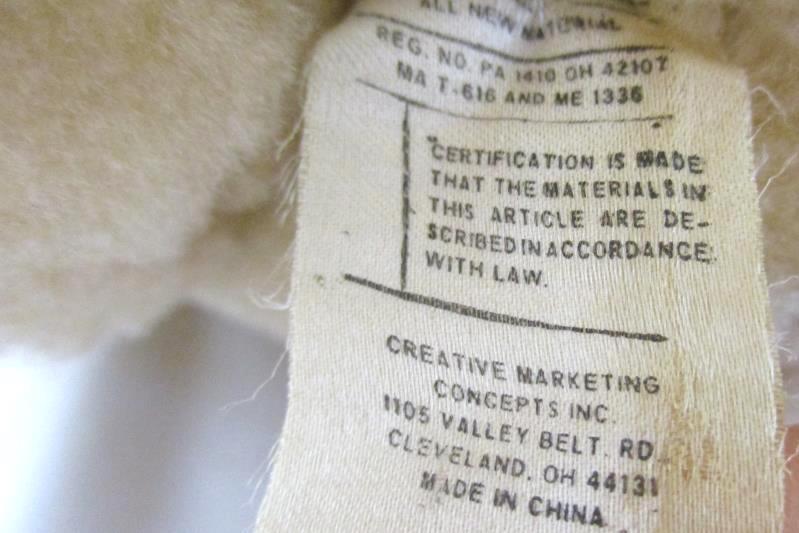 Creative Marketing Concepts Vintage Plush Jointed Bear Beige Red Ribbon 12 Inch