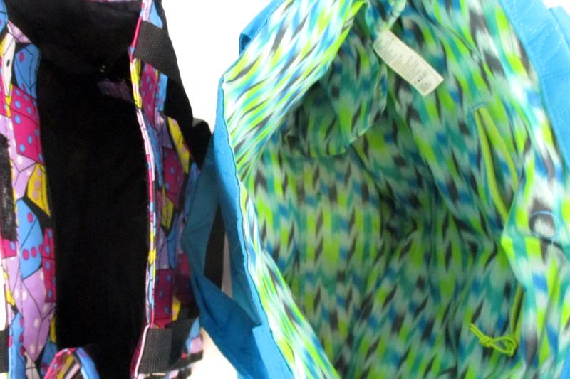 Lot of 3 Reusable Shopping Bags Dice Floral Women's Purses Totes Nylon Canvas