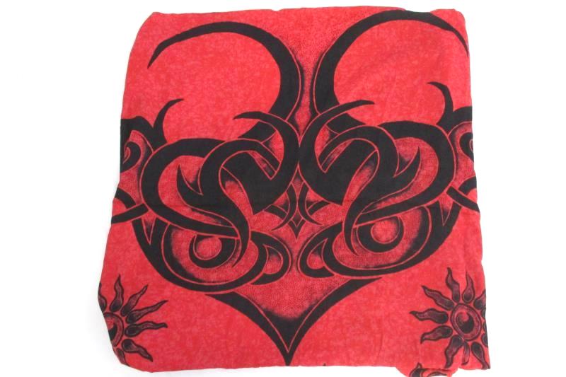 Ucho Bali Cool Women's Cool Scarf Wrap Swim Cover Red Black Fringe Edge