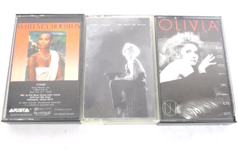 Lot of 3 Pop Cassette Tapes Cyndi Lauper Whitney Houston Olivia Newton John
