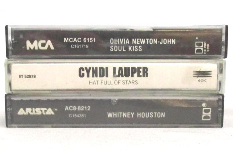 Lot of 3 Pop Cassette Tapes Cyndi Lauper Whitney Houston Olivia Newton John