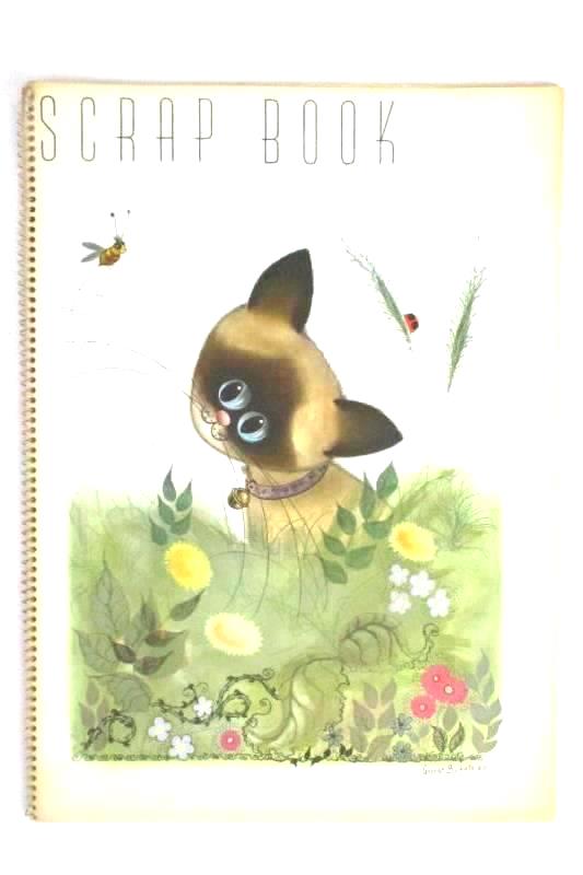 Lot of 2 Vintage George Buckett Scrapbooks 1963 Lion And Siamese Cat Spiral