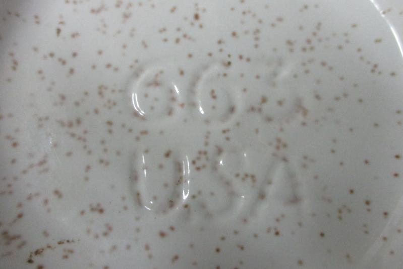 Vintage Soup Tureen White Brown Speckled Pink Brown Roses Cover Ladle Underplate