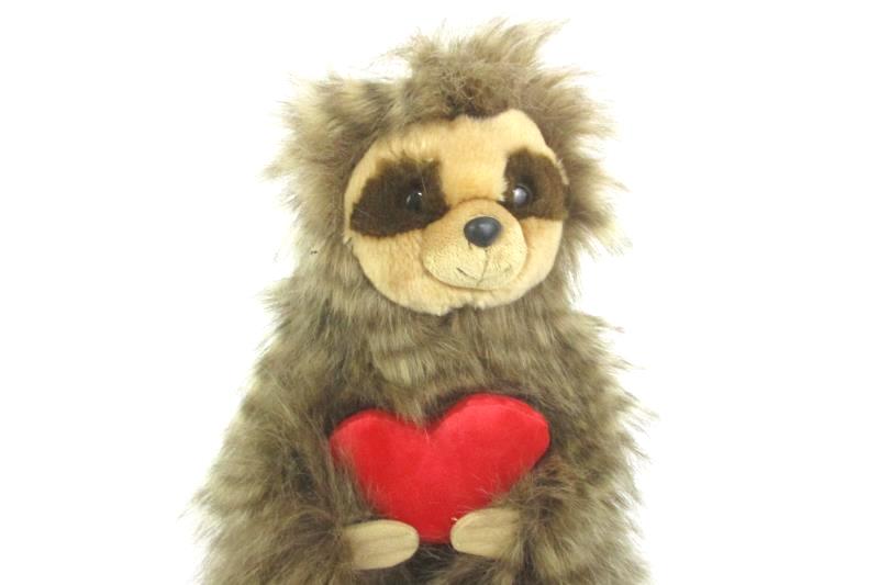 2017 Aurora Sloth With Heart Plush Toy 13 Inch Brown
