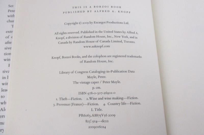 The Vintage Caper by Peter Mayle 2009 Hardcover 1st Edition with Dust Jacket