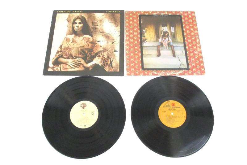 Lot of 2 Emmylou Harris Vinyl LP Records Cimarron 1981 Elite Hotel 1975 12 Inch