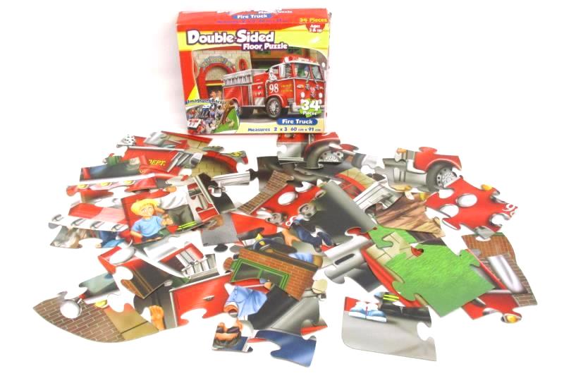 Hurricane Double Sided Fire Truck Floor Puzzle 34 Pieces Complete