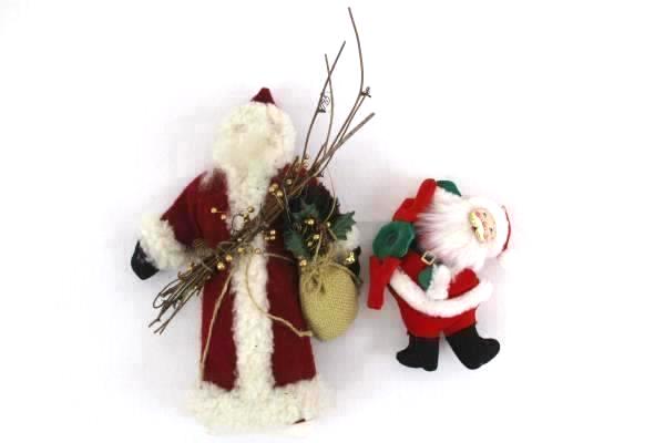 Mixed Set of Santa Figurine Ornament Bean Bag Bottom Standing Tree Hanging Joy