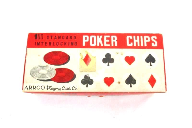 Vintage Box Of 107 Arrco Playing Card Company Interlocking Poker Chips Plastic
