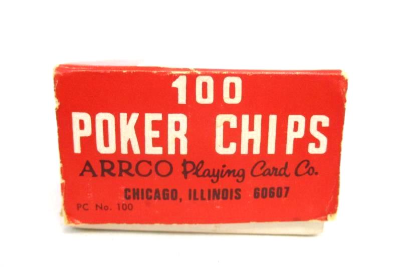 Vintage Box Of 107 Arrco Playing Card Company Interlocking Poker Chips Plastic
