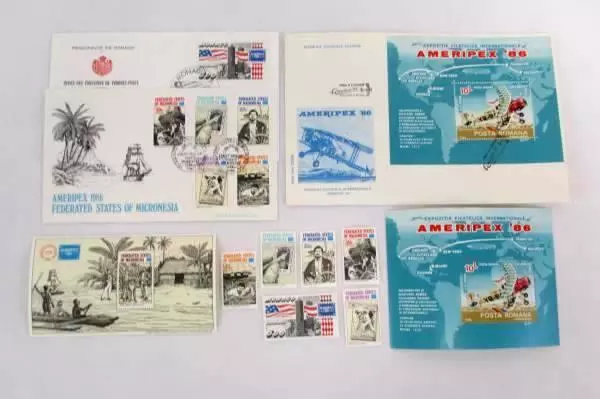 1986 Ameripex '86 FDC/FDI and Stamp Sheet Federated States of Monaco