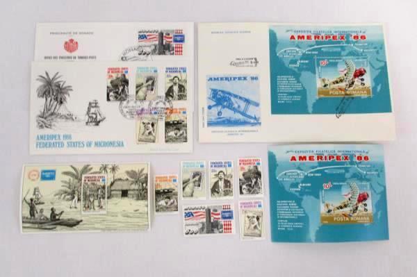 1986 Ameripex '86 FDC/FDI and Stamp Sheet Federated States of Monaco