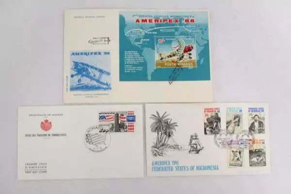 1986 Ameripex '86 FDC/FDI and Stamp Sheet Federated States of Monaco