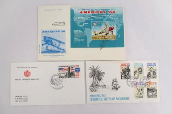 1986 Ameripex '86 FDC/FDI and Stamp Sheet Federated States of Monaco