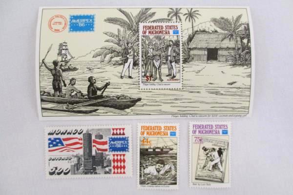 1986 Ameripex '86 FDC/FDI and Stamp Sheet Federated States of Monaco