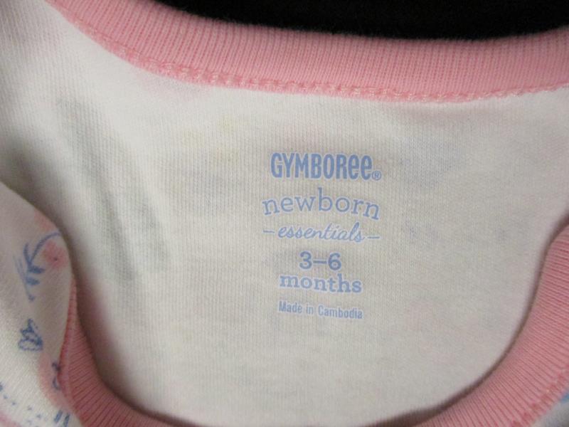 Gymboree Newborn Essentials 3 to 6 Months Pink Striped Farm Animals Coverall
