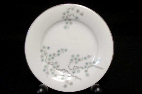 Set of 4 Noritake 'Pineville' 5854 Bread Plates 6.25" Green Pines Platinum Rare