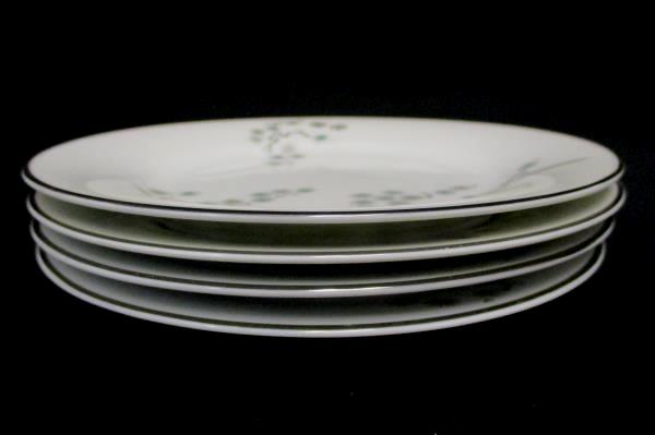 Set of 4 Noritake 'Pineville' 5854 Bread Plates 6.25" Green Pines Platinum Rare