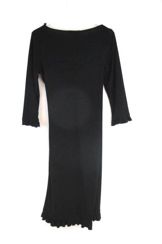 La Belle Women's Black Faux Wrap Dress Ruffle Hem Polyester USA Made Size L