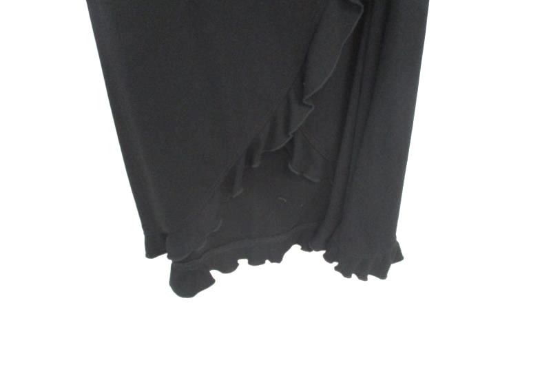 La Belle Women's Black Faux Wrap Dress Ruffle Hem Polyester USA Made Size L
