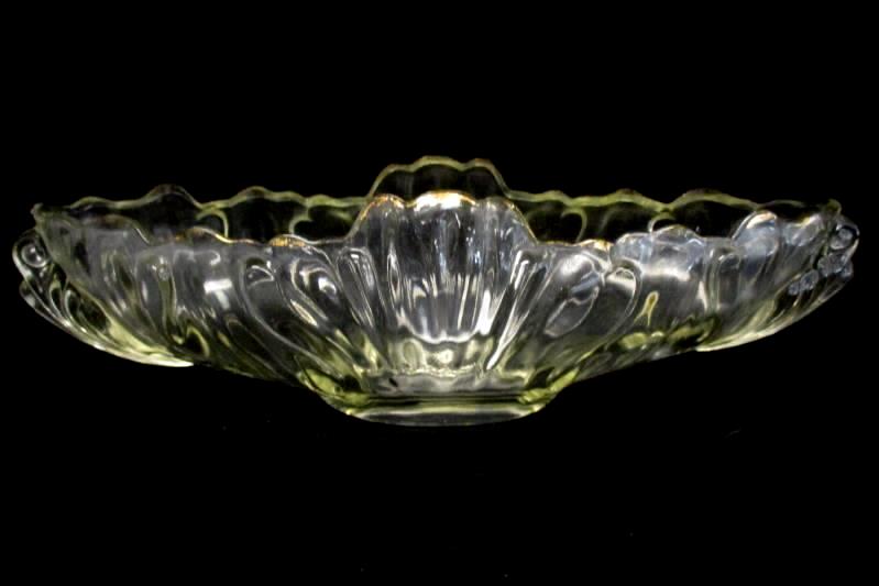 Vintage Jeannette Gondola Glass Centerpiece Bowl Gold Trim