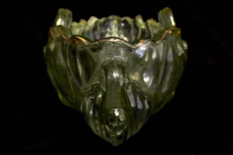 Vintage Jeannette Gondola Glass Centerpiece Bowl Gold Trim