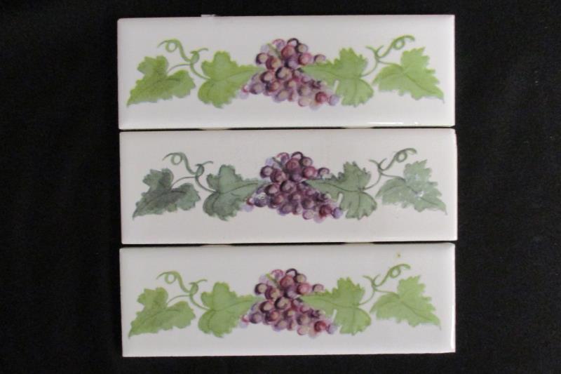 Lot 3 Italian Listello White Grape Ceramic Tiles 6 X 2 Unused Made In Mexico