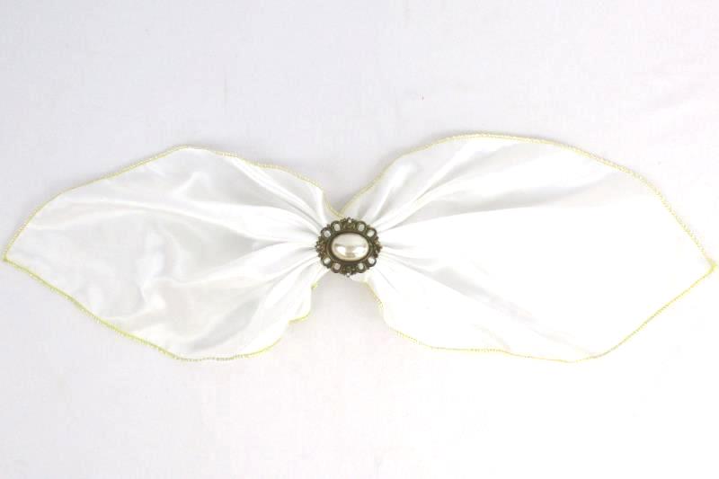 Lot of 3 Girl's Hair Ribbon Bow Clips Brooch Black White Blue Gold Trim