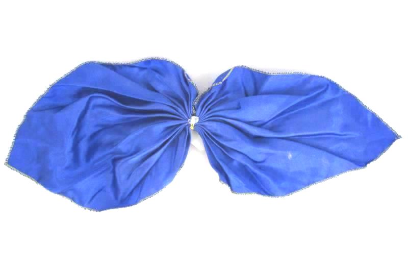 Lot of 3 Girl's Hair Ribbon Bow Clips Brooch Black White Blue Gold Trim