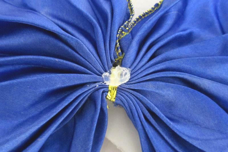 Lot of 3 Girl's Hair Ribbon Bow Clips Brooch Black White Blue Gold Trim