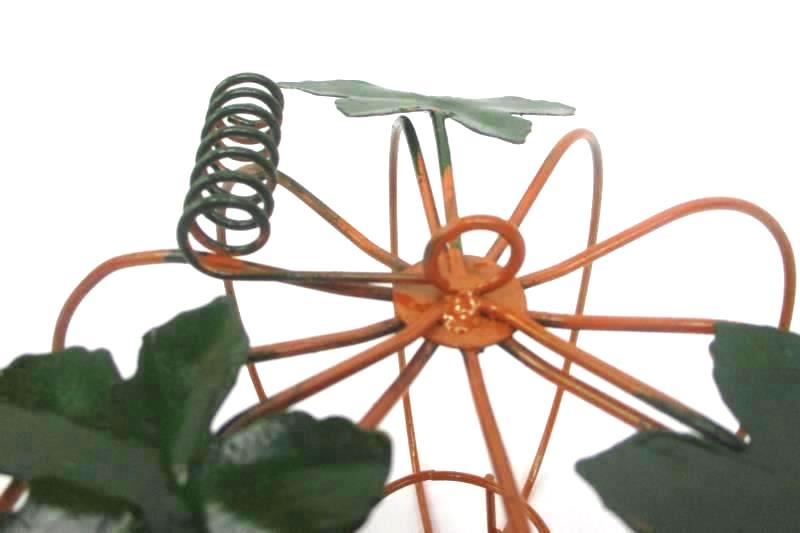 Lot of 2 Metal Pumpkin Tealight Candle Holders With Stakes Burnt Orange