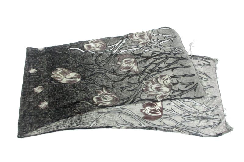 2 Vintage Women's Scarves Shawl Purple Gray White black