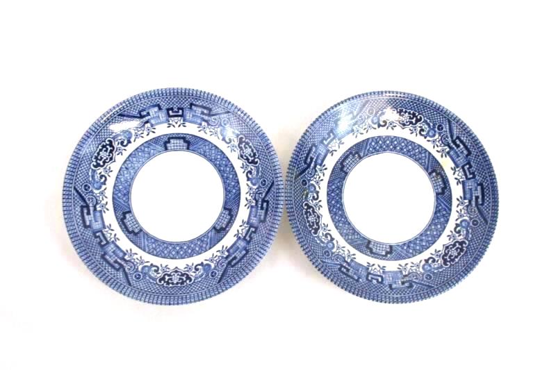 Lot of 2 Churchill England Vintage Blue Willow China Saucers Replacements