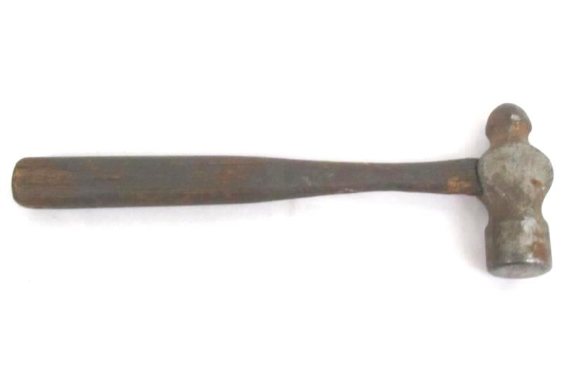 Vintage Ball Peen Machinist Hammer Tool Wooden Handle 11.5 Inch Un Marked
