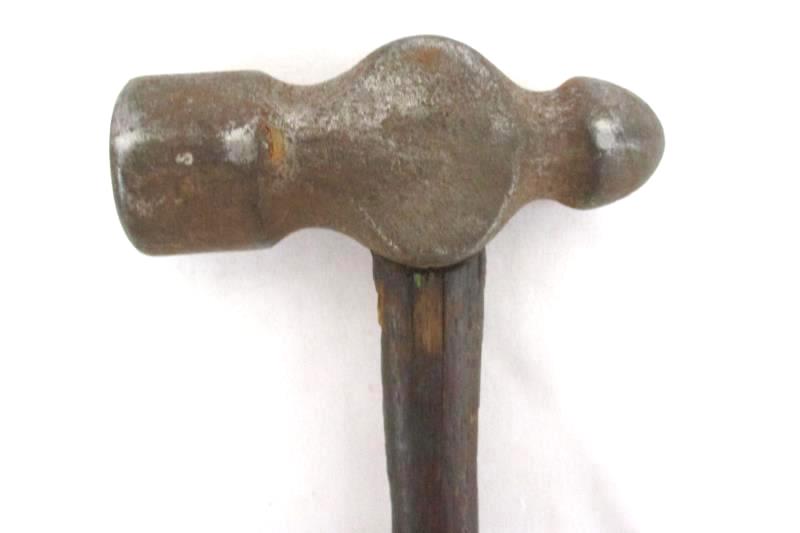 Vintage Ball Peen Machinist Hammer Tool Wooden Handle 11.5 Inch Un Marked