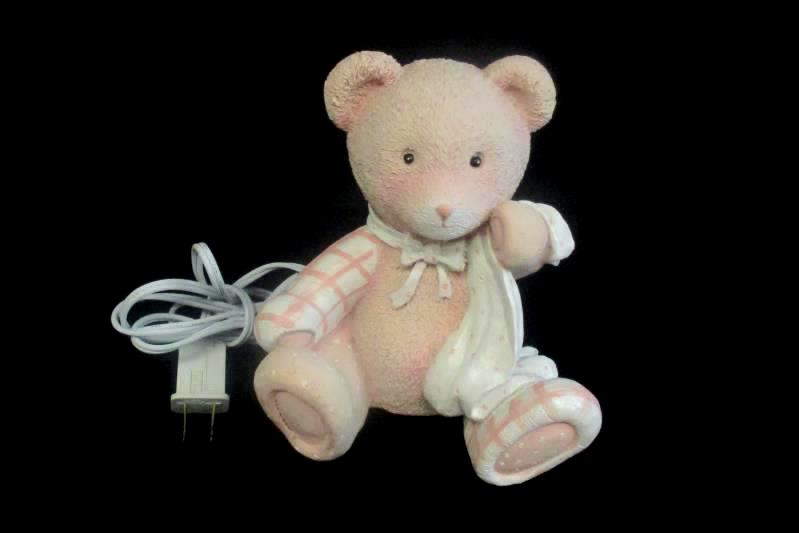 Roman Inc Child's Pink Patchwork Teddy Bear Electric Lamp Night Light