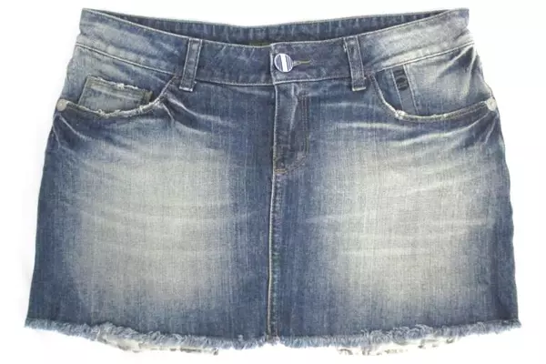 Ellus Second Floor Women's Jean Skirt Dark Blue Denim Frayed 5 Pocket Size 28