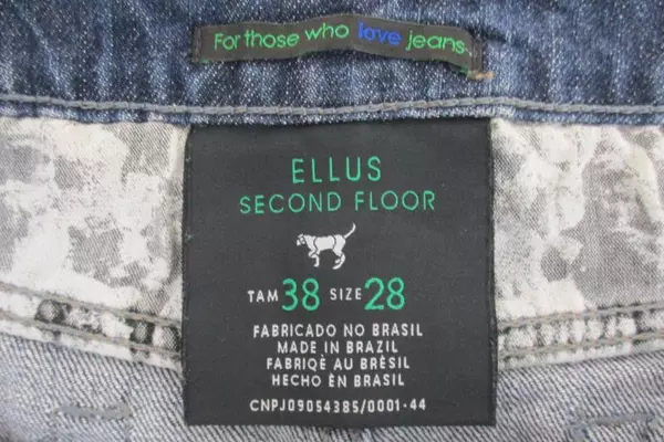 Ellus Second Floor Women's Jean Skirt Dark Blue Denim Frayed 5 Pocket Size 28