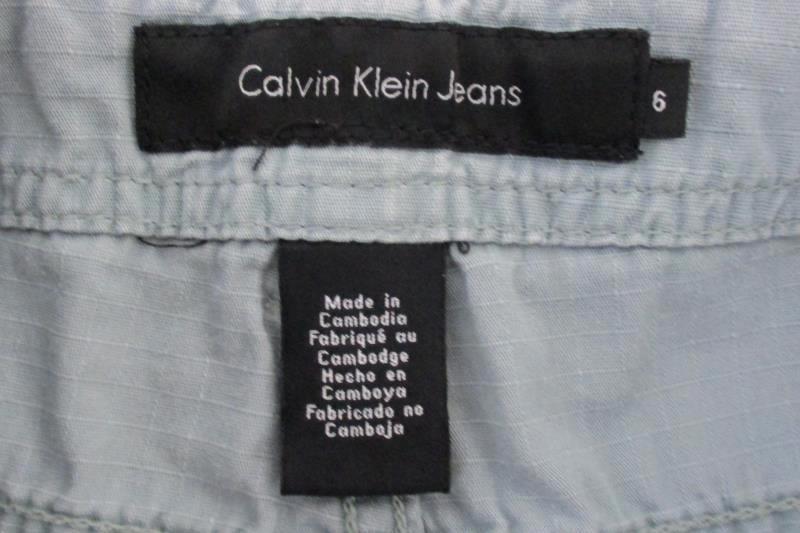 Calvin Klein Jeans Women's Knee Length Blue Twill Skirt Belted Cotton Size 6