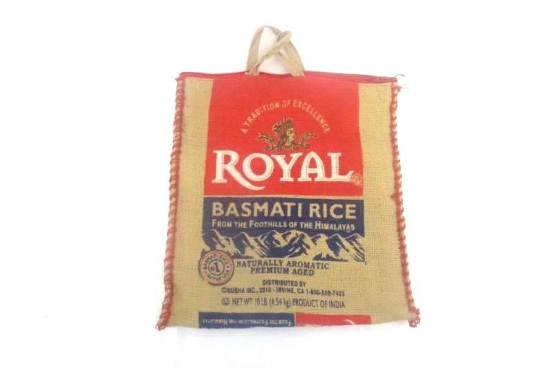 Royal Basamati Rice Burlap Bag Tote Purse Handles Zipper