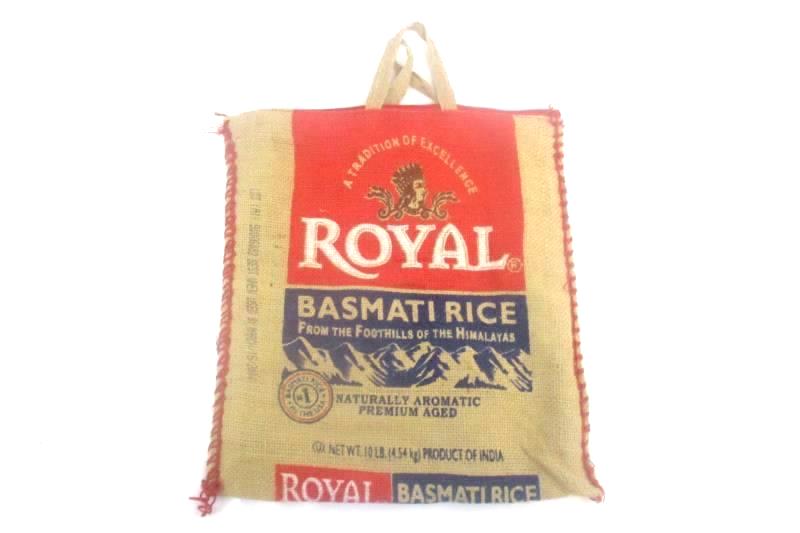 Royal Basamati Rice Burlap Bag Tote Purse Handles Zipper